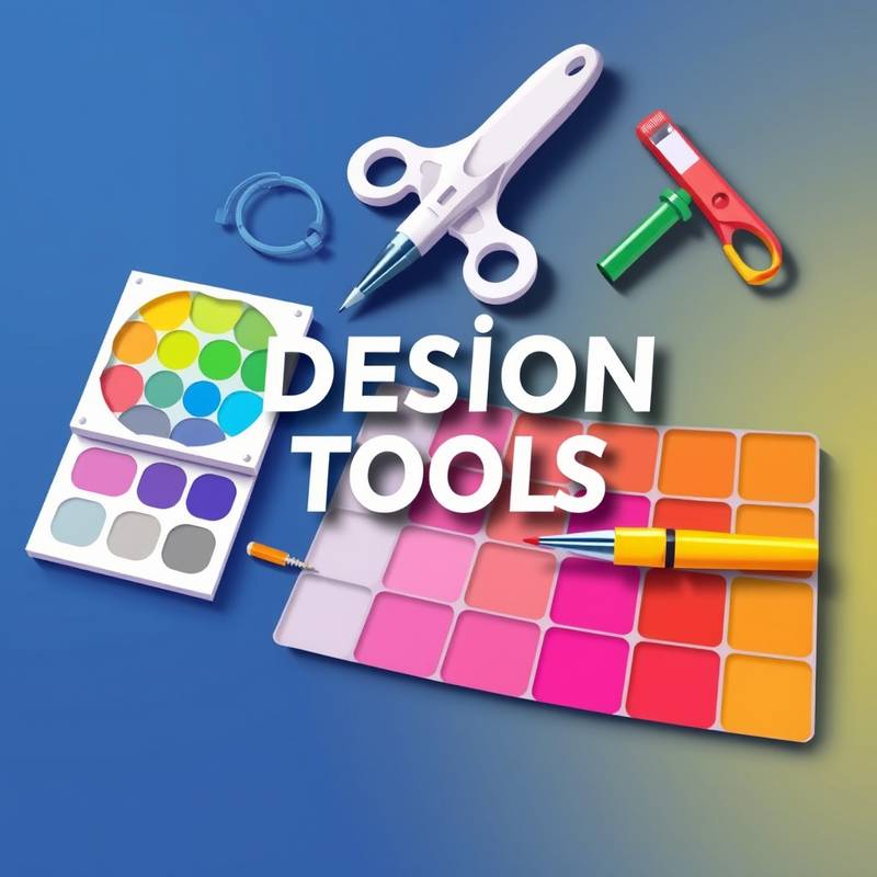 A graphic design course illustration showing design tools and a colorful palette.