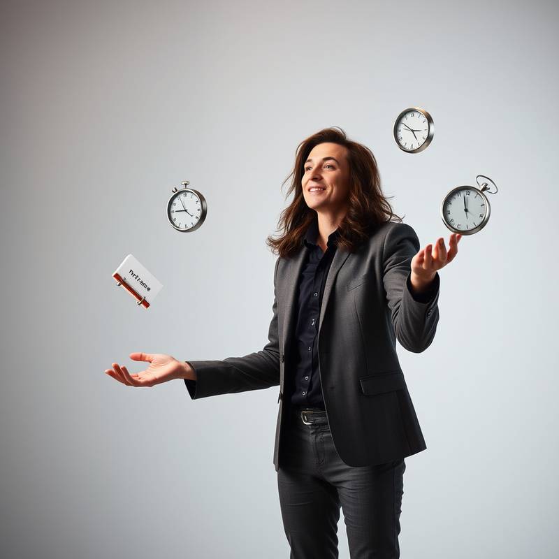 A person juggling multiple tasks effectively, symbolizing efficient time management and productivity.