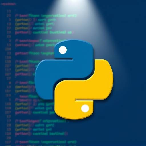 Python programming course illustration showing code snippets and a Python logo.