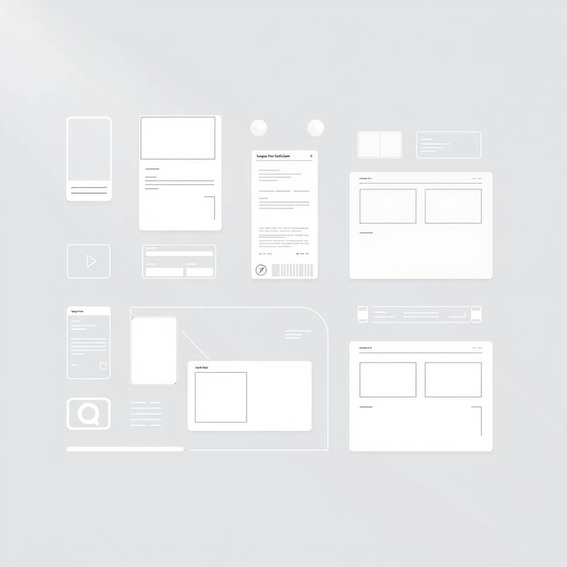 UX/UI design course illustration depicting wireframes and user interface elements.